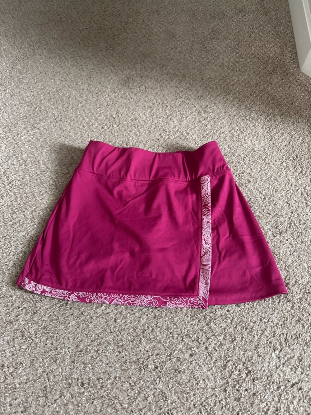 Tommy Bahama Magenta Skater Active Skirt with Floral Trim
